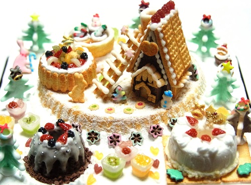 クリスマスケーキとお菓子の家 ☆ミニチュア ドールハウス - Miniature
